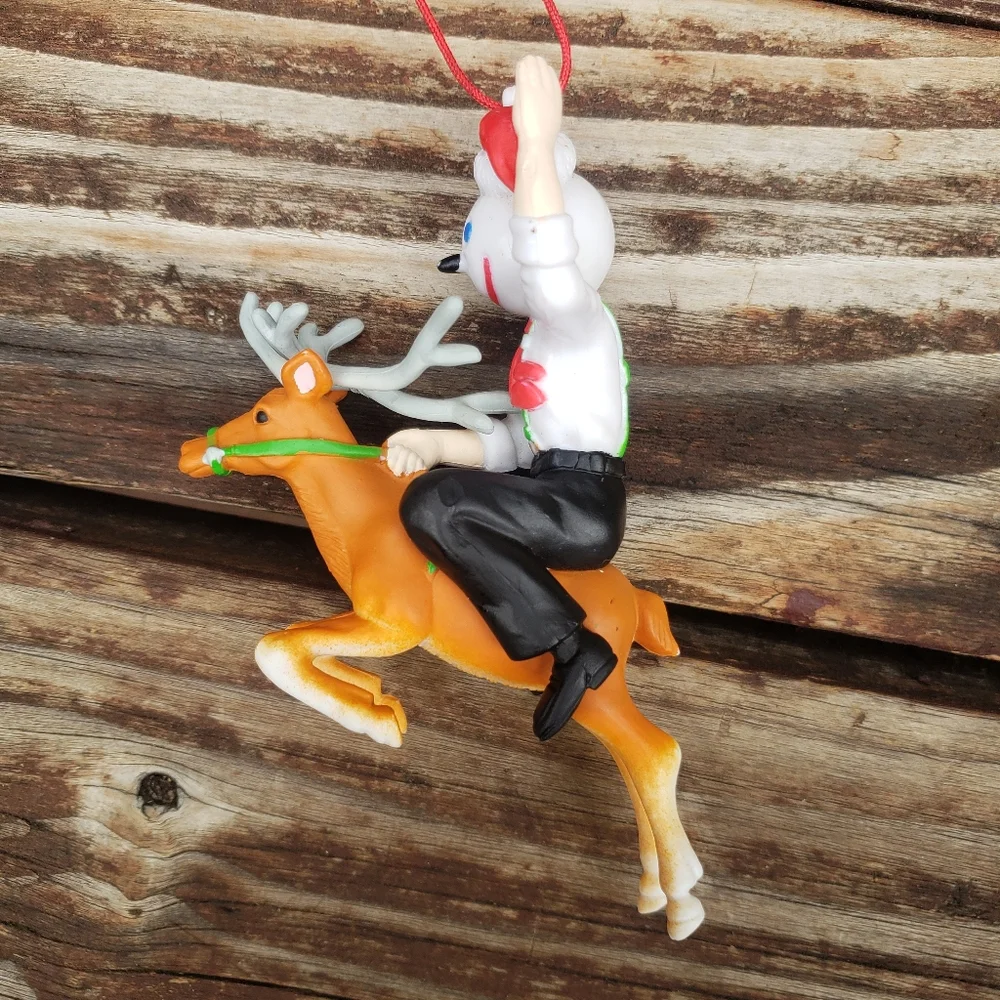 (3) Jack In The Box Ornaments- Jack In The Box Riding A Reindeer
